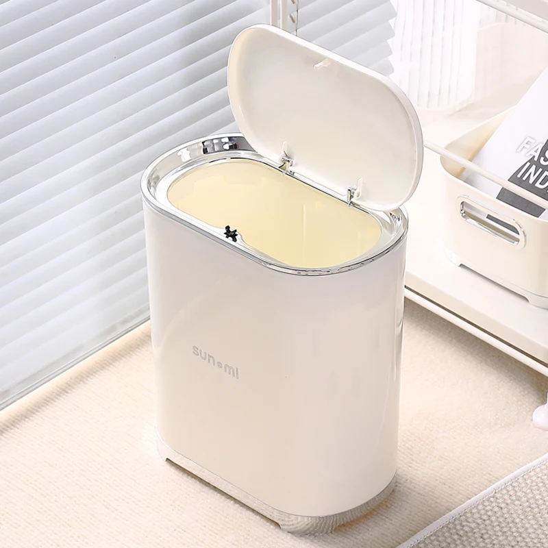 Modern Eco-friendly Plastic Trash Bin Round Shape Garbage Can Indoor Waste Bin Simple Trash Containers