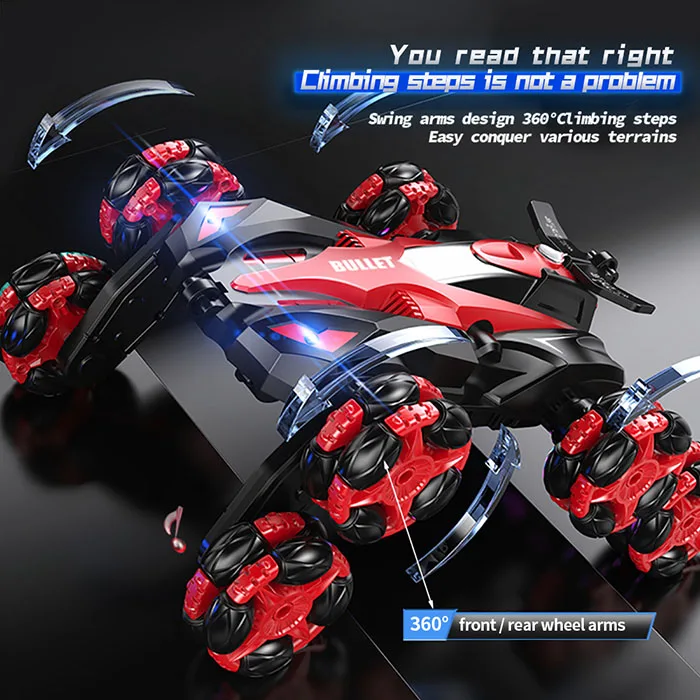 8 Wheel 2.4ghz Double Sided Dual Remote Control Car 4wd Deformation Climbing Racing Spray Drift 360 Stunt Rc Car Toy