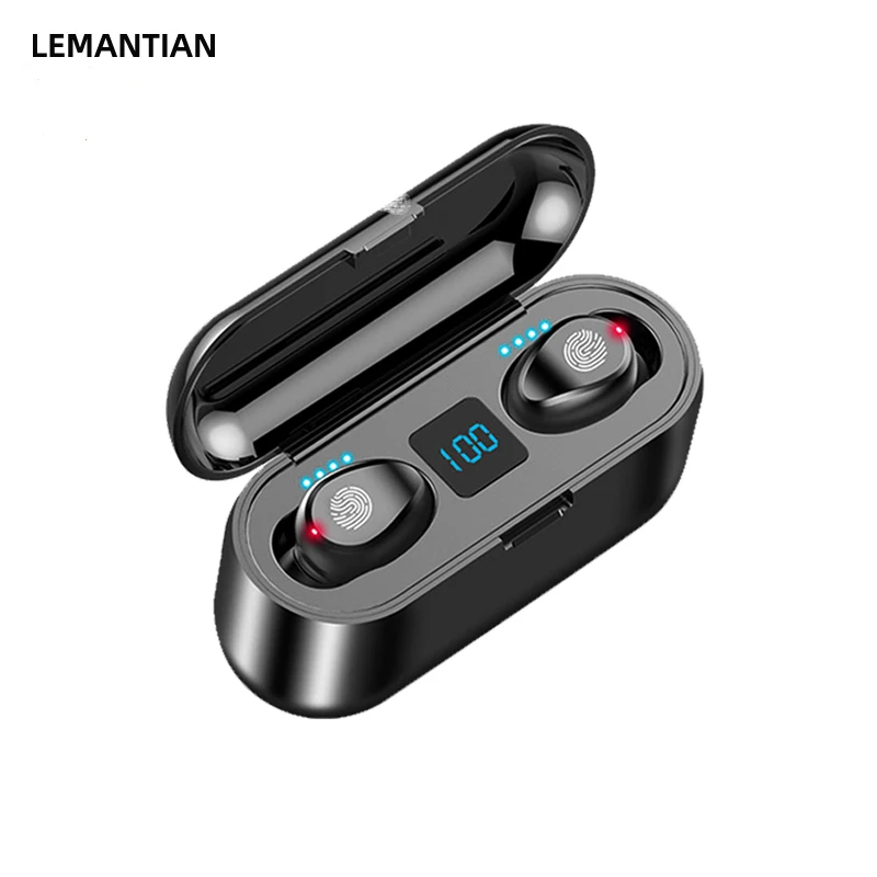 Amazon Best Selling With 2000mah Power Bank oem earbuds 9D stereo Waterproof Noise Reduction tws Wireless headphones f9