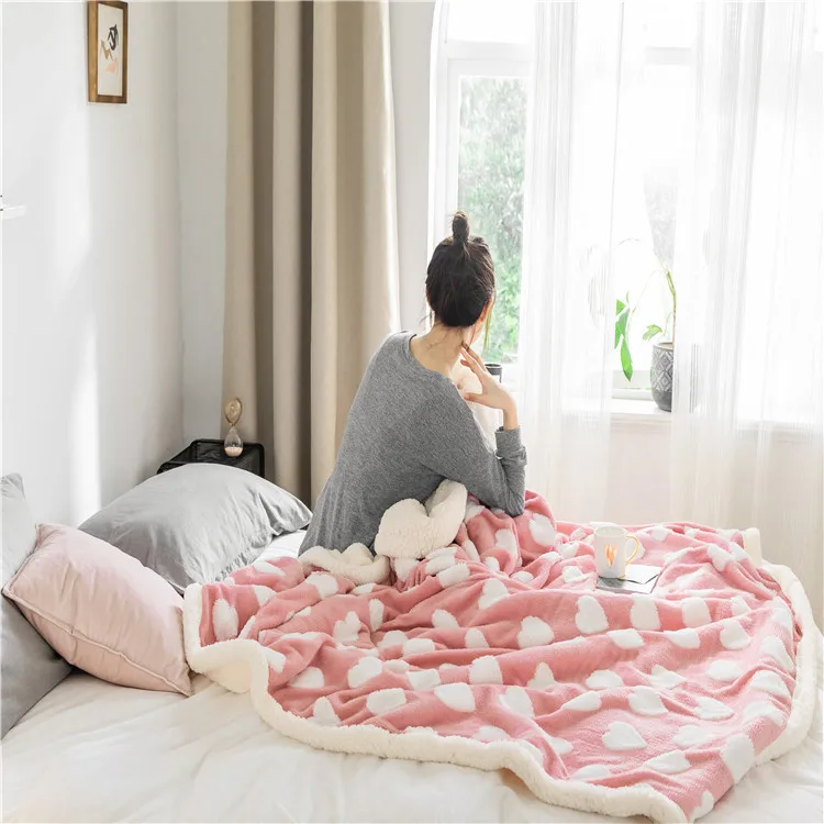 Wholesale Printed Sherpa Blanket Fashion Style Double Blanket Wool Autumn Winter Bed Super Soft Fleece Blanket