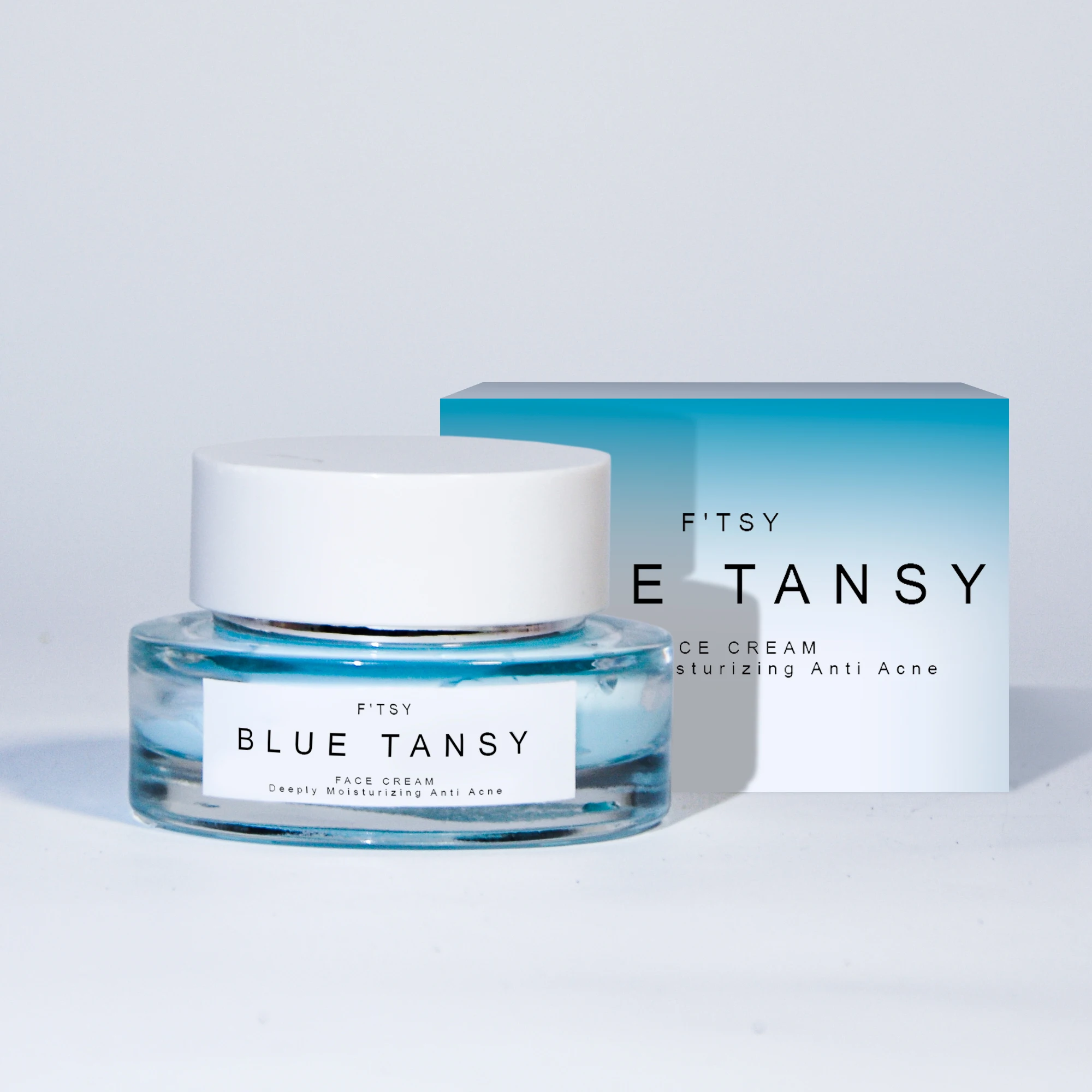 Private Label Vegan Blue Tansy Face Cream Anti Acne Calming Oil Control Smoothing Deep Moisturizing Glow Cream