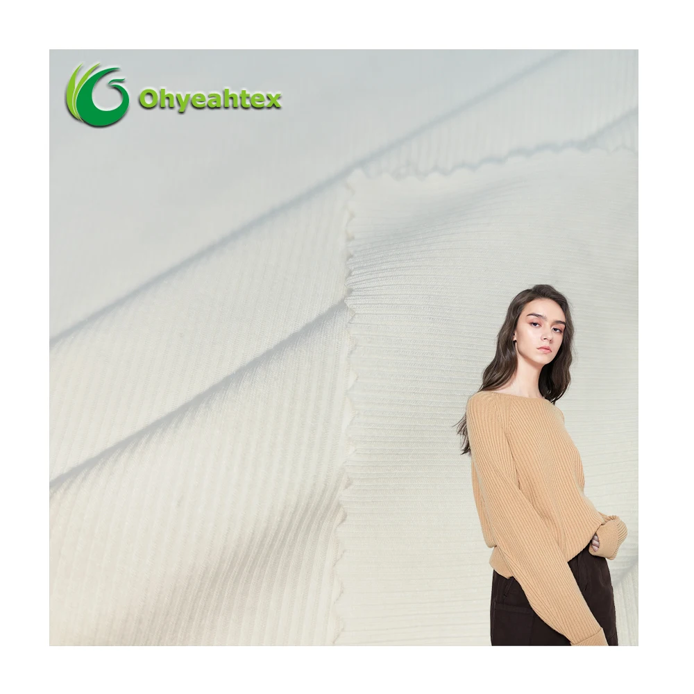 Sustainable Green 45% Recycled Polyester 42% Bamboo Ribbed Fabric For Collar