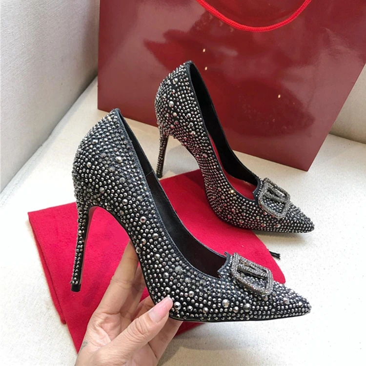 shiny Custom Genuine Leather Sexy Women High Heels Hot Sale Fashion Dress Shoes Bridal Shoes Casual Slippers