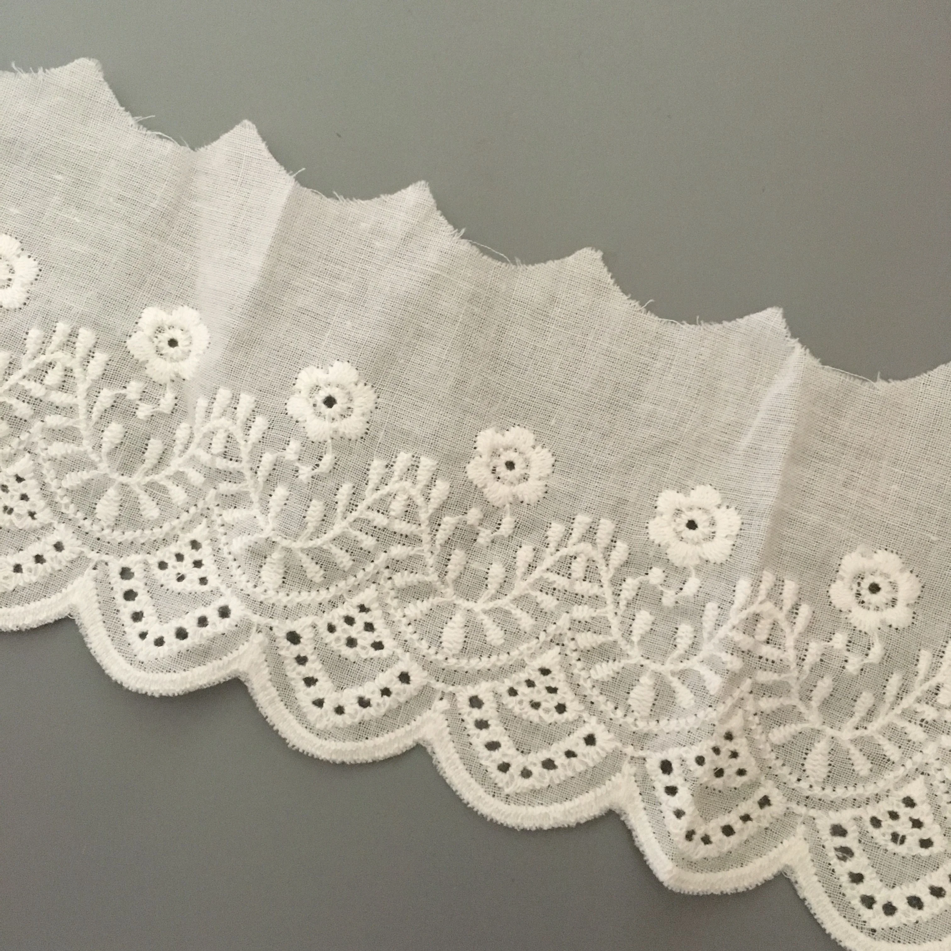100% cotton 8cm broderie anglaise lace DTM available TLE0204