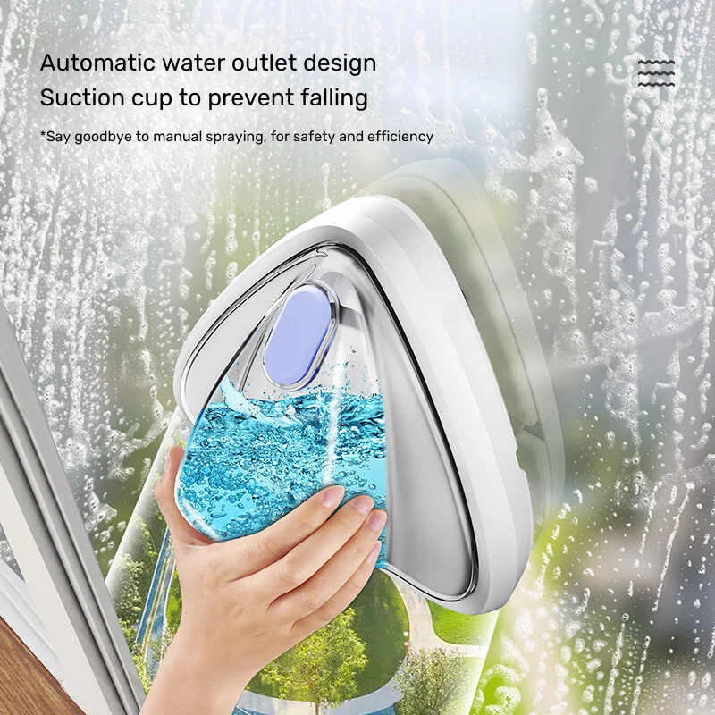 3-8mm glass Automatic water glass cleaning wiper faced double window cleaner magnetic glass cleaner