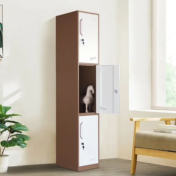 Vertical steel 3 door clothing steel locker