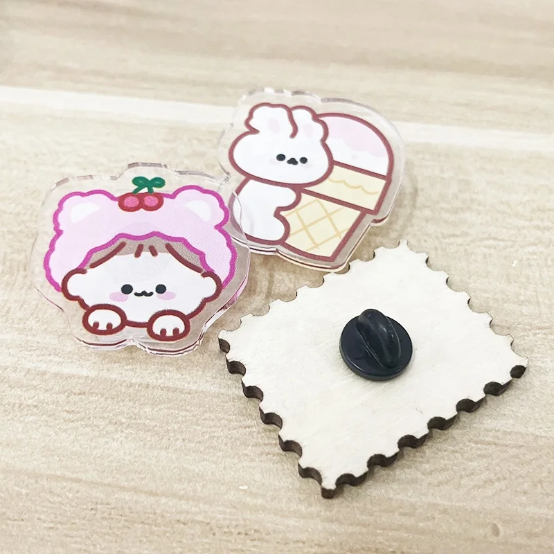 Juno Creative Custom Printed Clear Lapel Safety Badge Pins Custom glitter epoxy Acrylic Pin