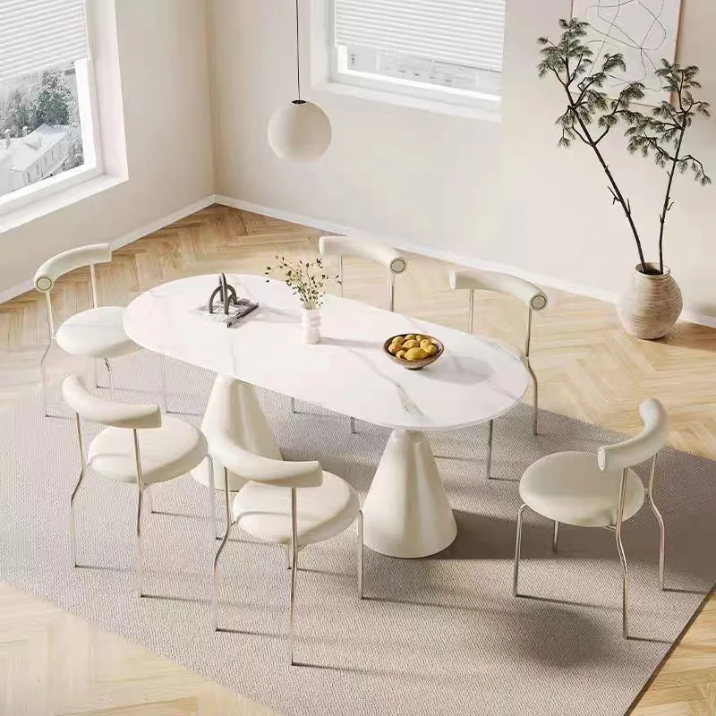 High-End Design Cream Style Dining Table and Chair Set for Home Living and Dining Room Furniture Simple Elegant Style