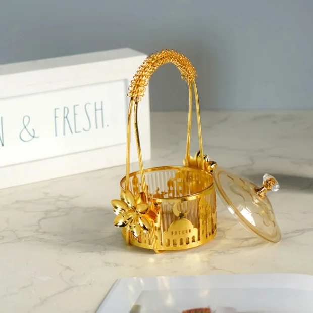 Middle East Arab Decor Gold Iron Tray Electroplated Snack Candy Box