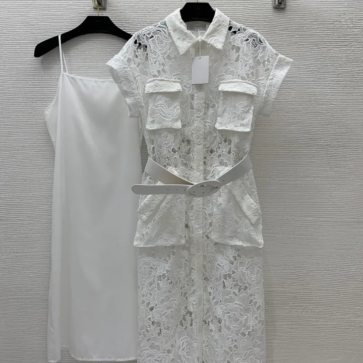 Candice 2024 summer high quality korean style casual elegant lace straight dresses for ladies