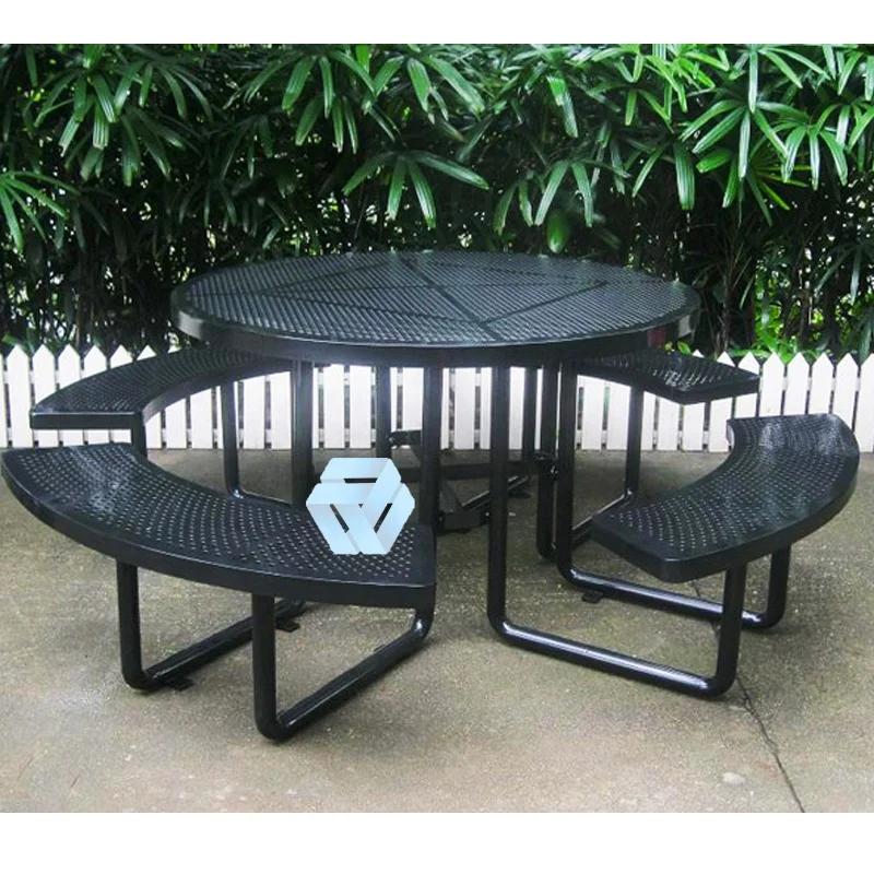 Best Quality Garden Sets Outdoor Furniture Round Table Chair Metal Public Bench With Table
