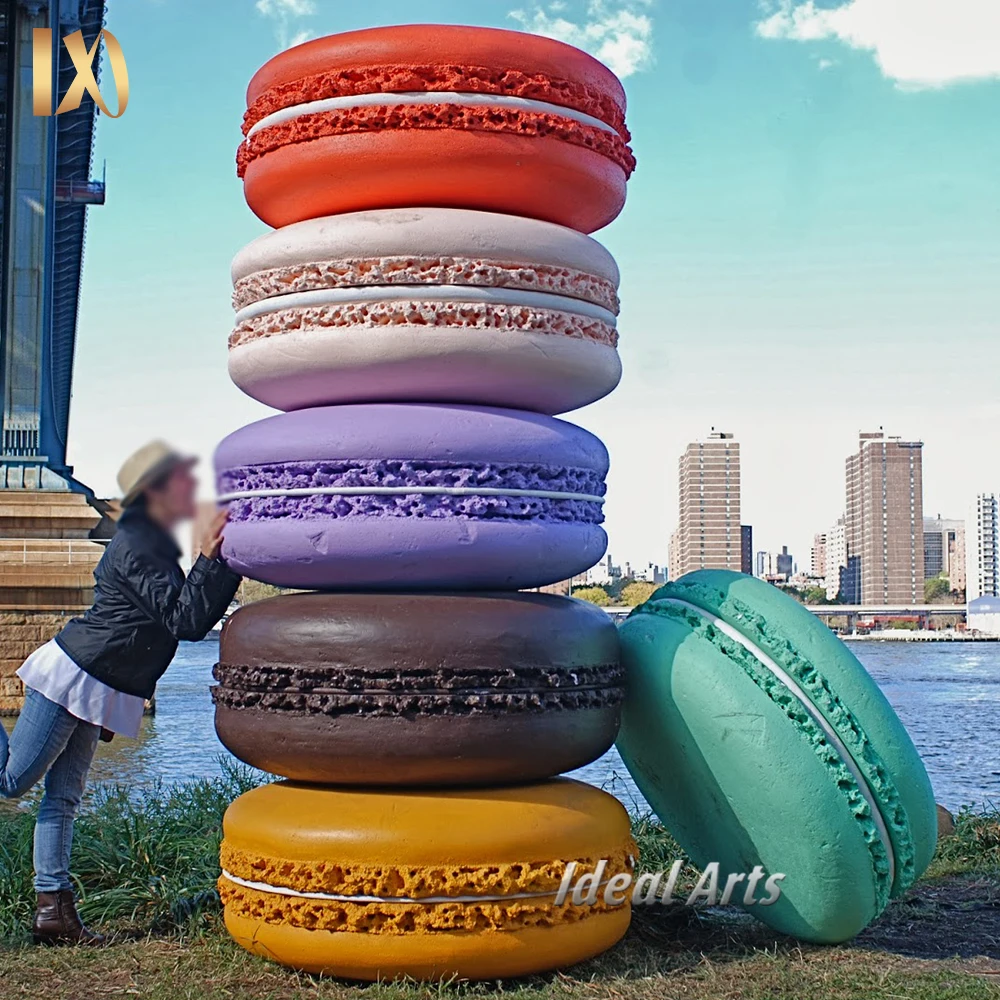 Ideal Arts Customize outdoor Large Food Giant Fiberglass resin macarons Statue
