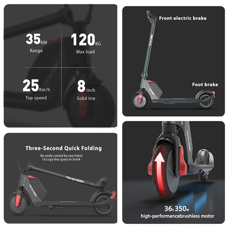 P1P Escooter 7.8Ah Battery 350W/500W 8 Inches Mobility Adult Electric Scooters Full Suspension Foldable Electro Scooter for Sale