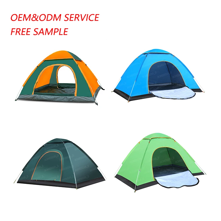 QIBU Custom Printed Cheap Tents 210D Oxford Cloth Automatic Waterproof Outdoor pop up Camping Tent