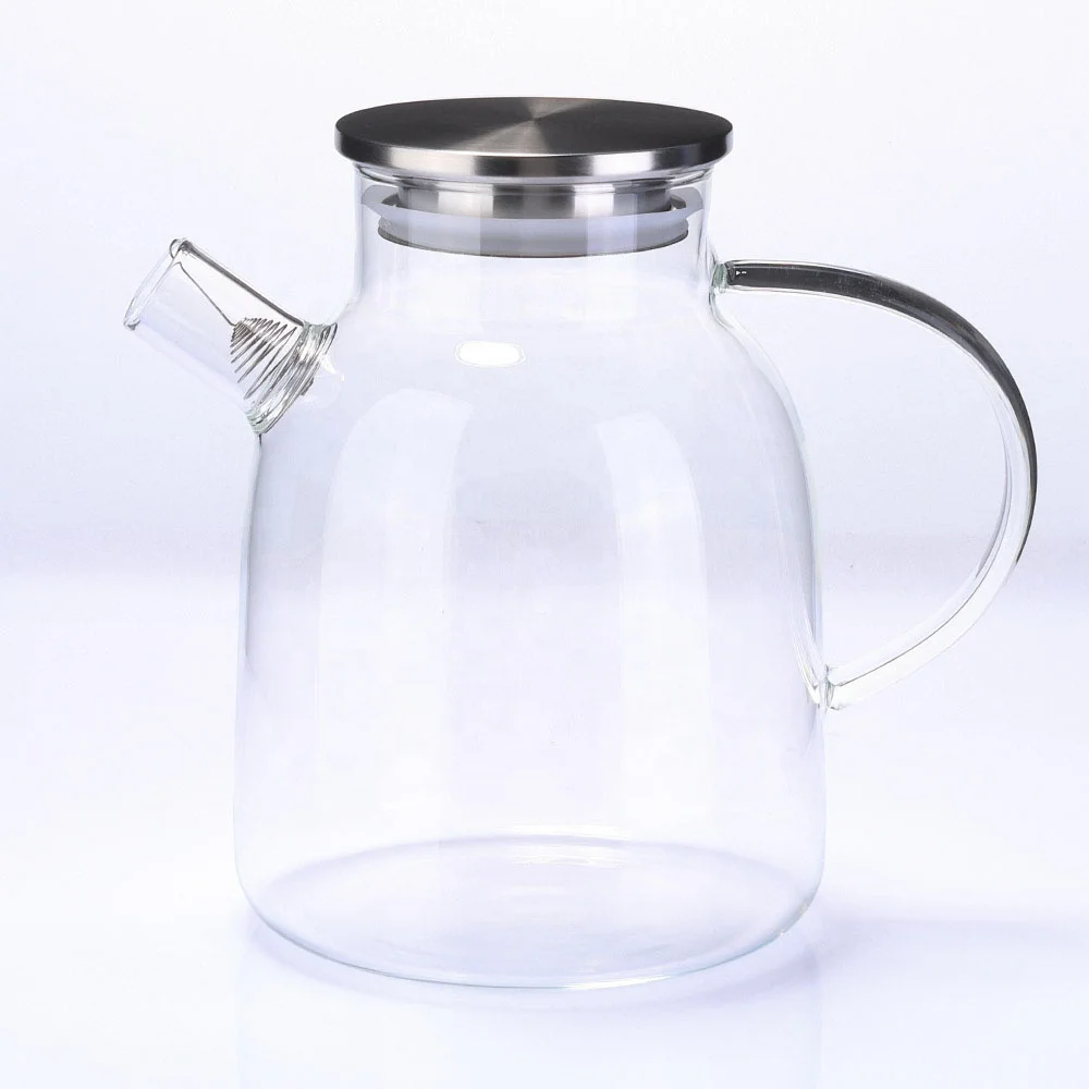 Wholesale 1200 Ml Large Glass Teapot With Filter Spout Borosilicate Glass Pitcher Jug