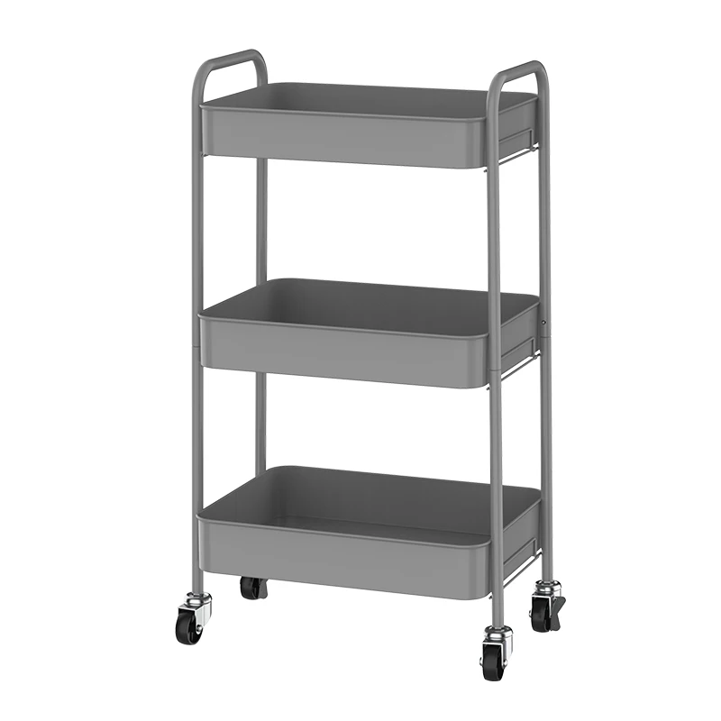 Tool-Free Multi-scene Use 3 Tier Rolling Utility Storage Cart 3 Layer Storage Holder Rack With 4 Wheels For Household