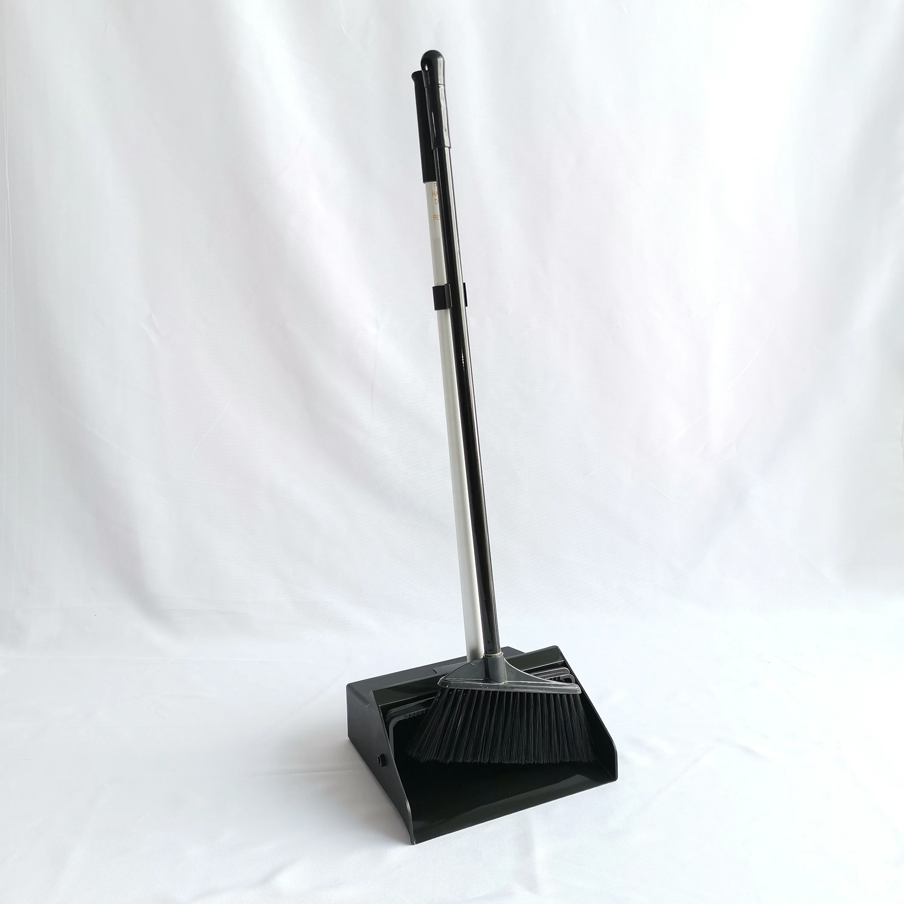 
Durable plastic long handle black dustpan broom set 
