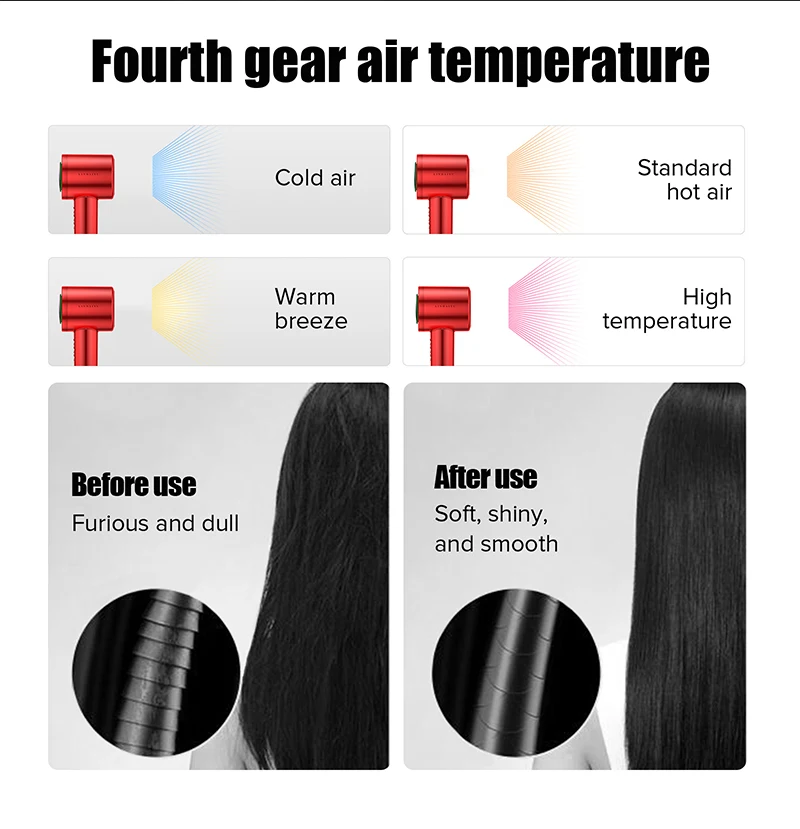 LDY Professional Hair Dryers Constant Temperature Concentrator Nozzle 4-gear Temp Cold/hot Air Hand Dryer for Hair Electric