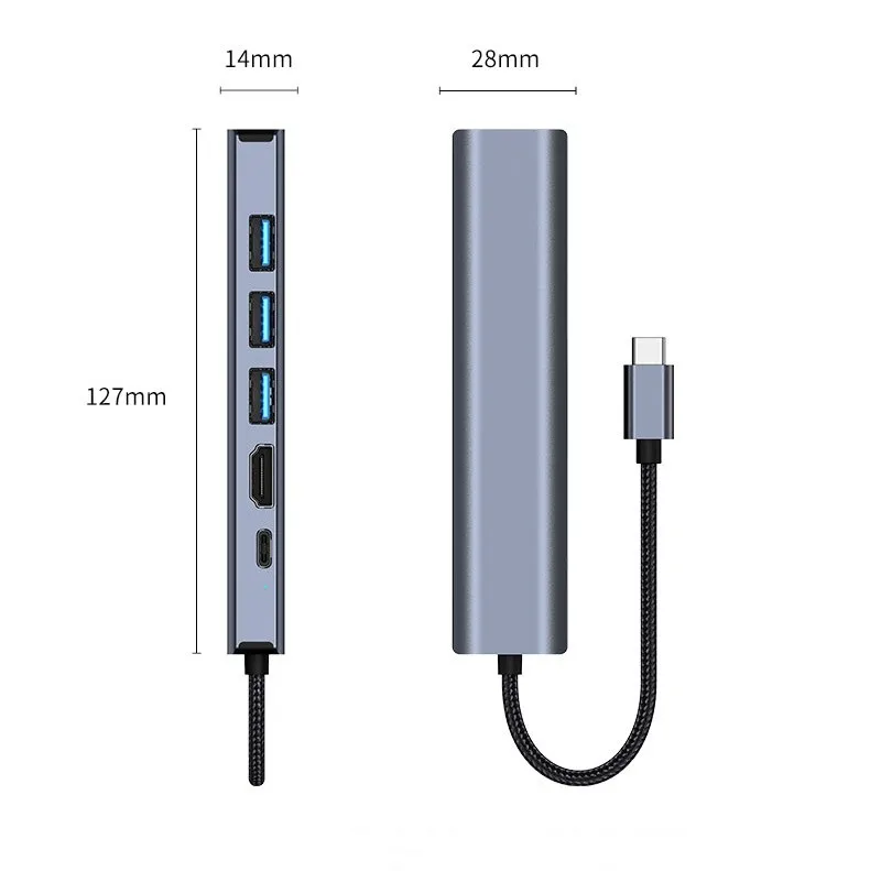 Лидер продаж тип C к концентратору с HDTV USB 3 0 PD60W гигабитный адаптер Ethernet 6 в 1