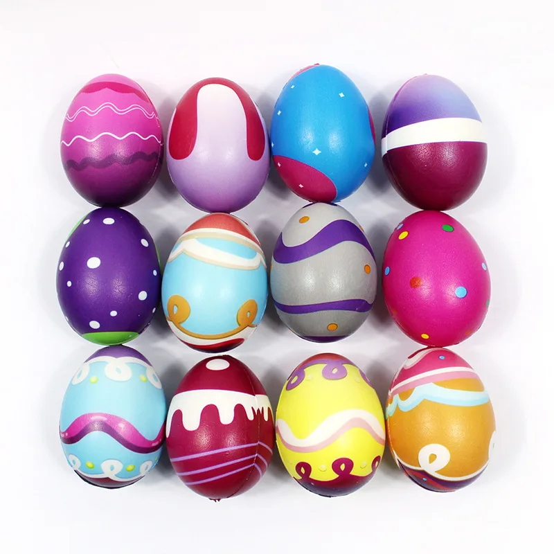 Colorful Easter Eggs Pu Foam Slow Rising Stress Toys Basket Fillers Decorations Gifts Cheap Easter Eggs
