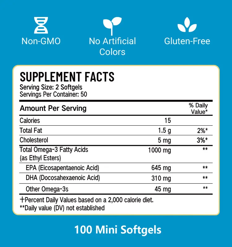 Marine Omega 3 Softgel Wholesale Supplement Fish Oil Omega 3 1000mg Softgel Capsules for Skin