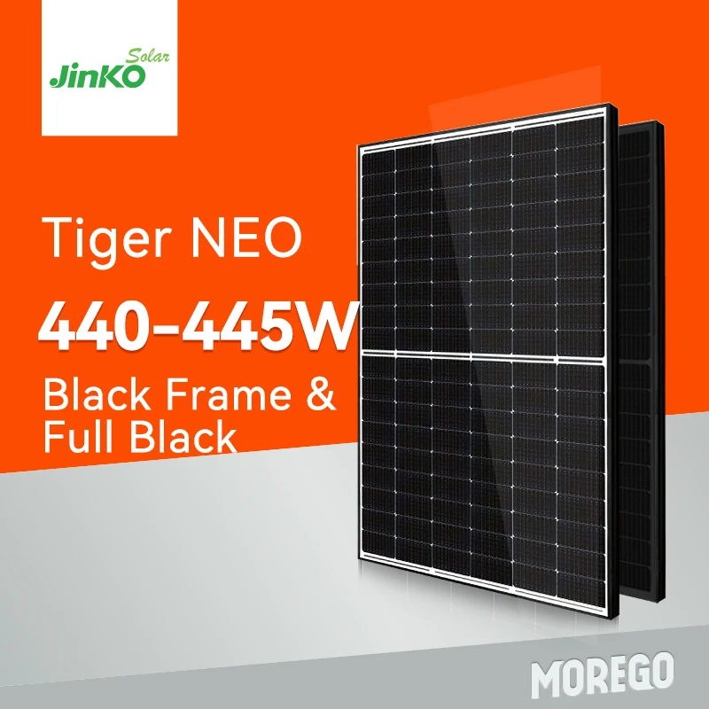 Jinko Солнечный Тигр Neo N Тип 440 Вт 435 430 N-тип 54 полуячейки полностью черный монолицевой модуль 445 черная рама крыши солнечная панель