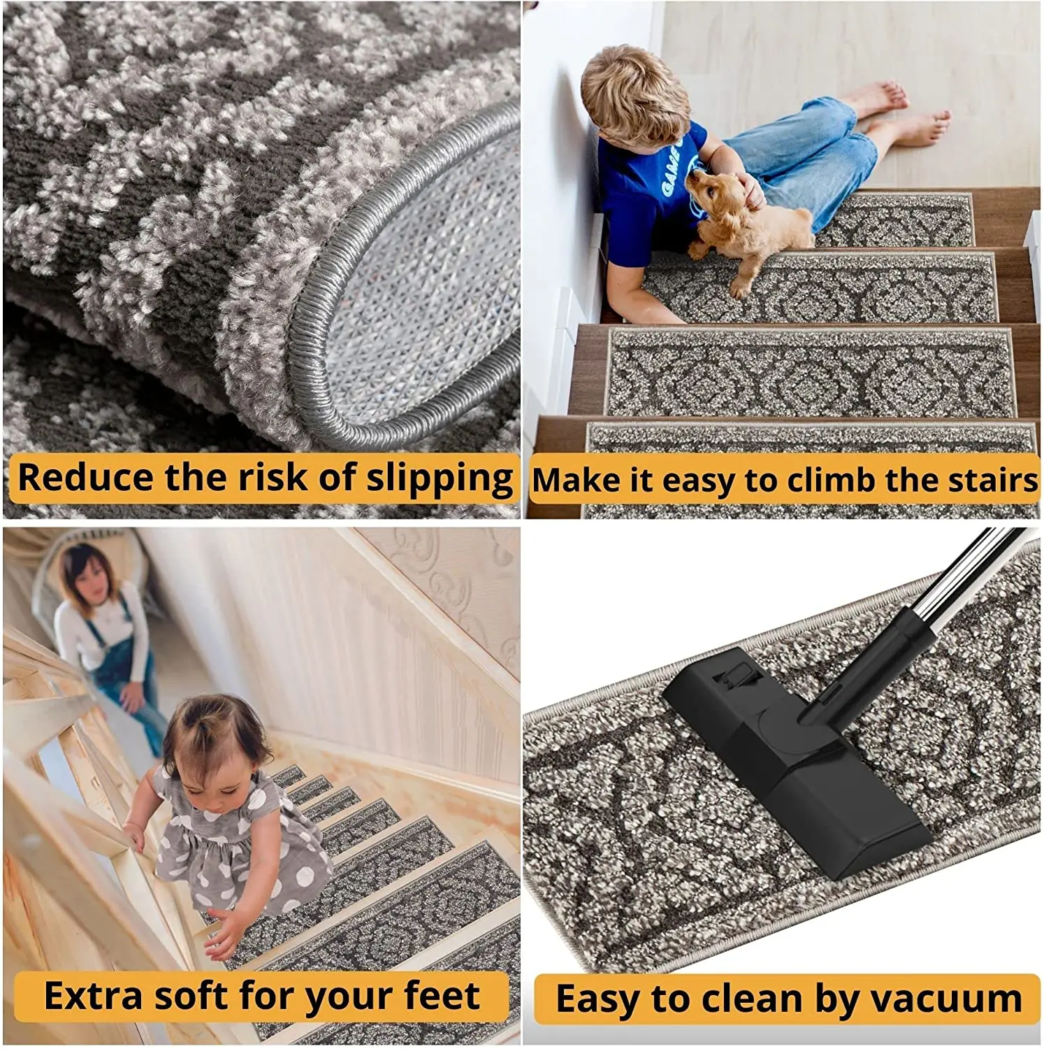 Luxury Stairway Carpet Set of 15 Non Slip Skid Rubber Mats Rug Tread Indoor Outdoor Pet Dog Stair Tread Pads Custom OEM