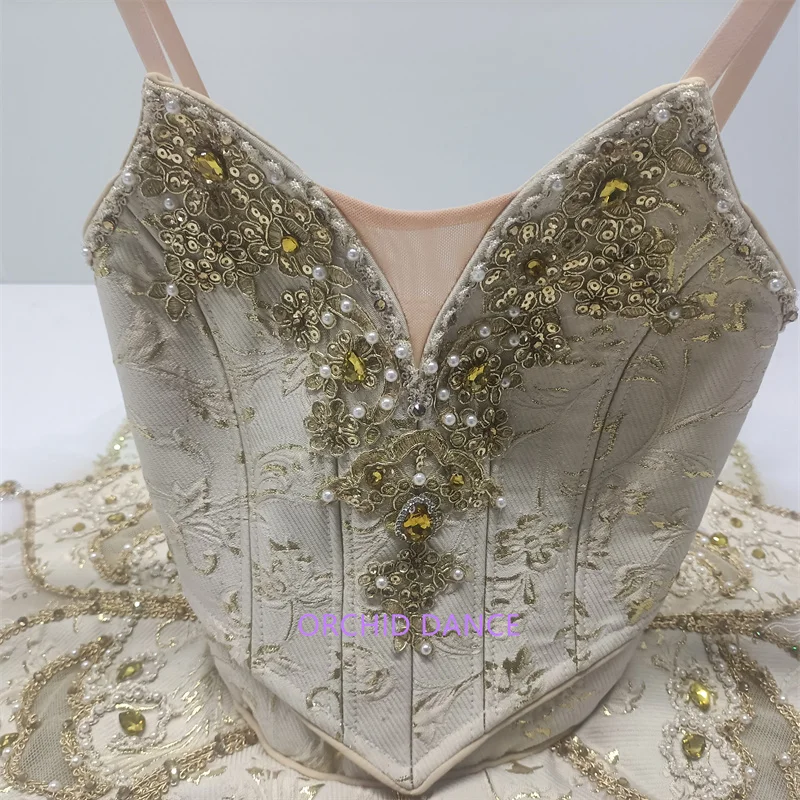 Professional 2 pieces 12 Layers White Gold Platter Tutu Girls Classical Pancake Tutu YAGP Nutcracker Ballet Tutus Costumes