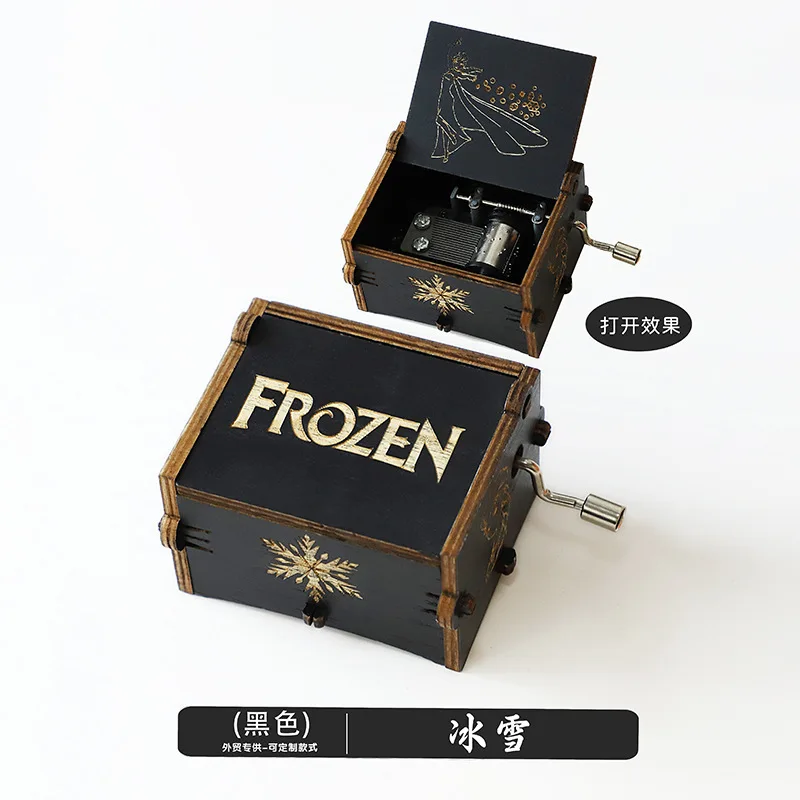 Hot Sale Custom Mini Wood Laser Engraved Music Box Hand Crank Wooden Music Box