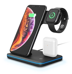 Factory Hot Sale Fast Wireless Charging Phone Charger Wireless For Iwatch For Air Pods Phone 3 In 1 Universal Wireless Charger