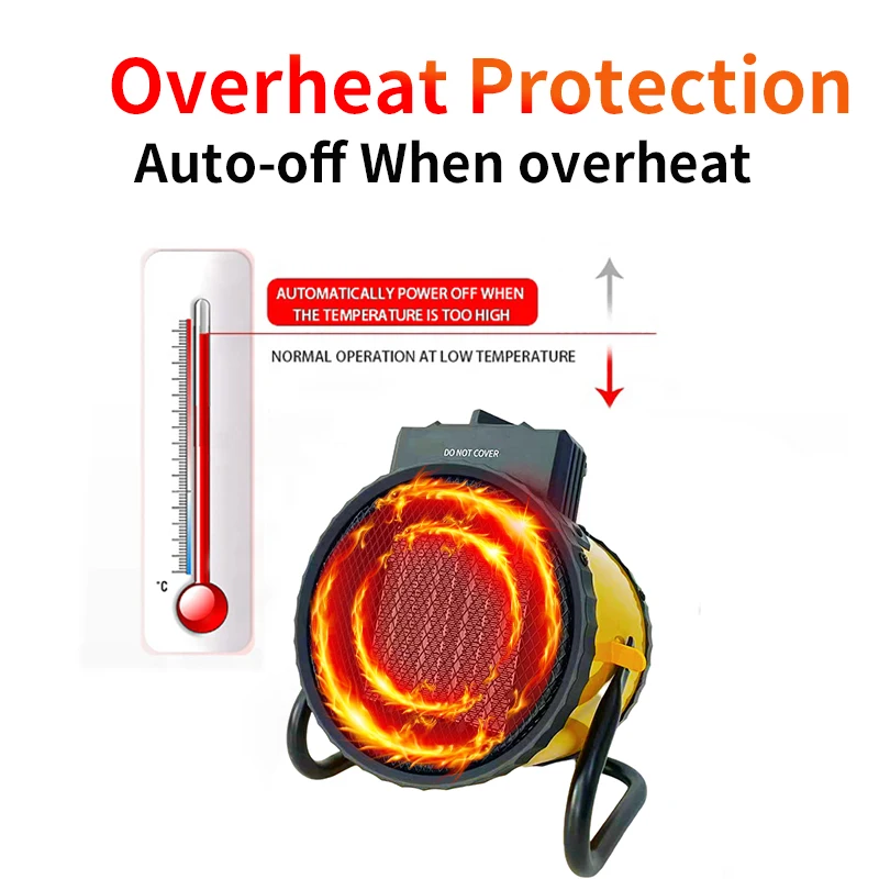 2000W Mini Electric Ptc Air Heater Industrial Greenhouse Garage Fan Heater for Indoor Bedroom