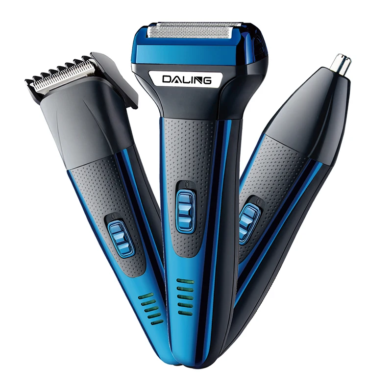 Muti-function 3 in 1 rechargeable men S grooming kit electric hair trimmer razor head&nose trimmer head&hair trimmer head