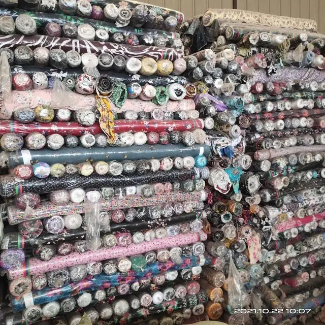 Wholesale stock woven rayon viscose floral  printed  100% rayon mix ready goods by kg price