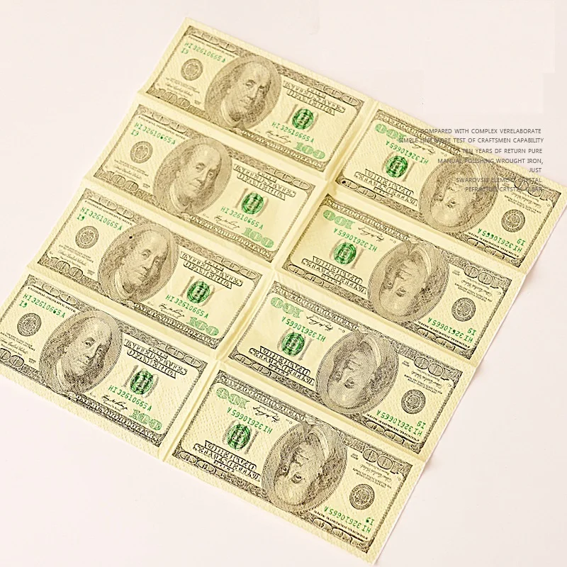 Primary Wood Pulp Small Bag Portable Colored Toilet Money Tissue Funny 100 Dollar Paper Napkins