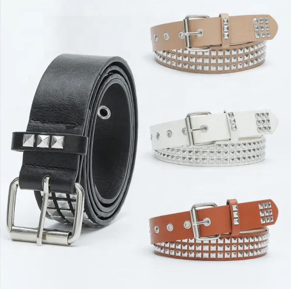 wholesale Punk Leather Studded Belt Square Beads Rivet Belts