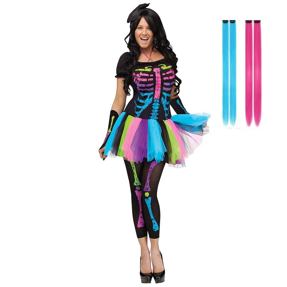 Adult 1980s Disco Day Bones Skeletons Day of the Dead Women Costume HOHC-008-3