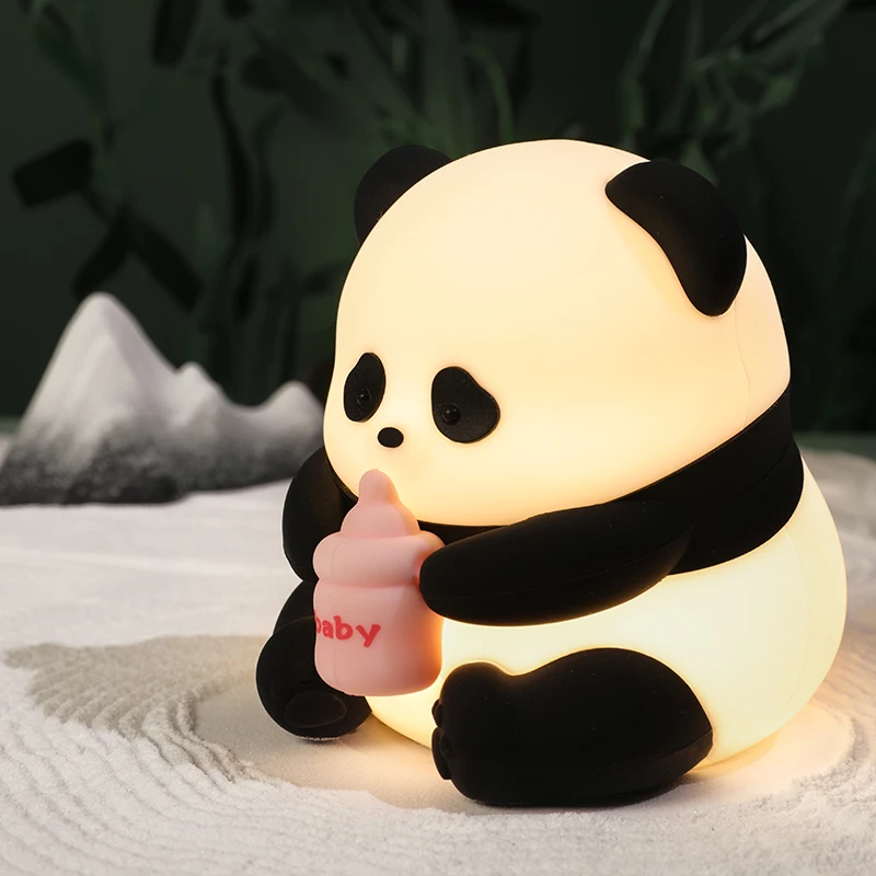 New design wholesale hot sale led rgb light silicon multicolor silicone night light lamp panda
