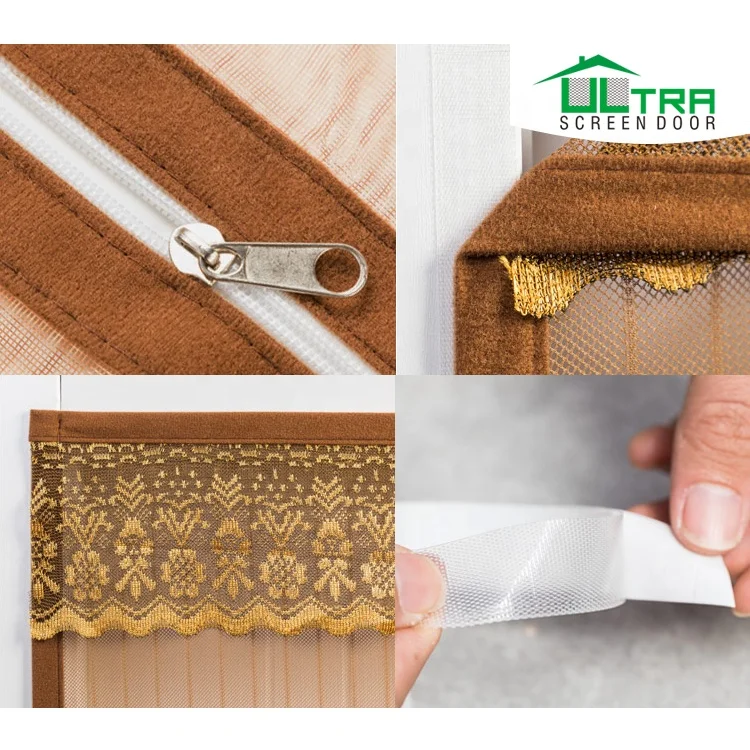 Multiple Patterns Zipper Closing Easy Window Mesh Screen Curtain