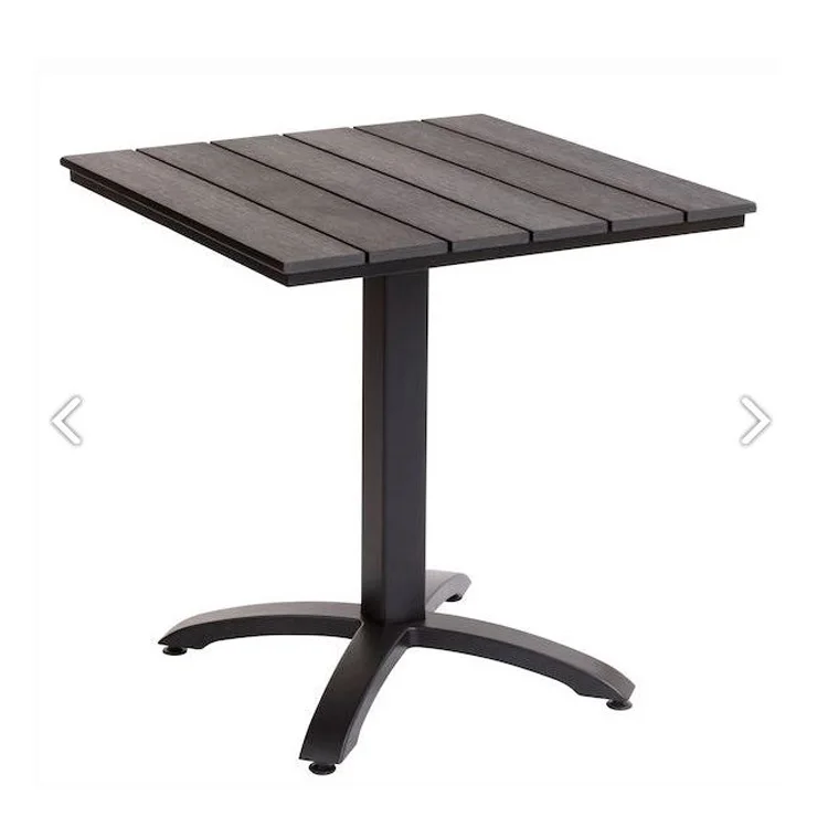 Outdoor garden Plastic wood square 70x70cm bistro dining table coffee aluminium table with  adjustable foot