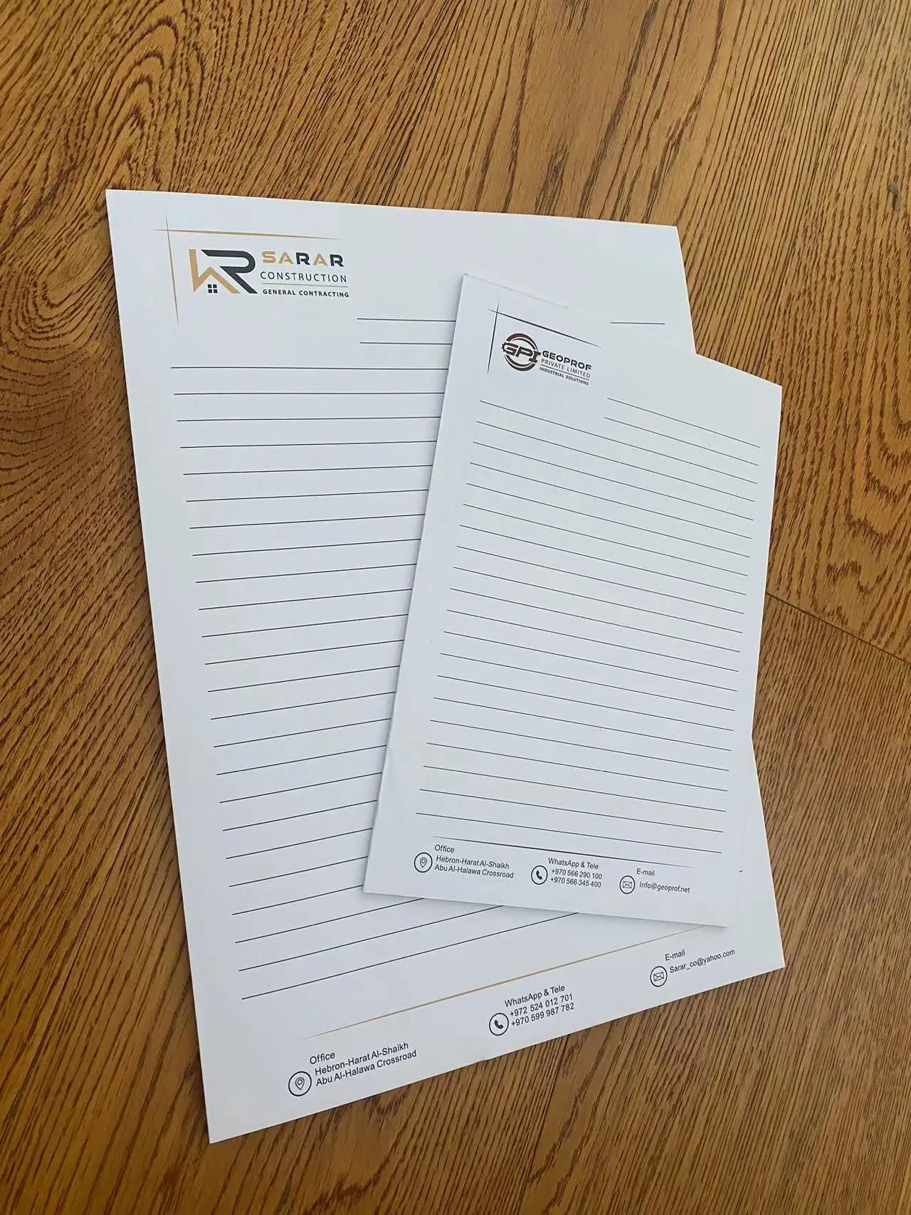 Custom A4 A5 company letterhead with logo and envelope paper printing