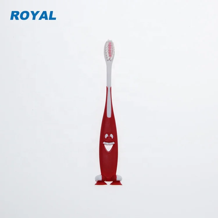 Hot sale cute toothbrush for kid lovely child dental brush with suction cup smile corn high quality soft kids toothbrush