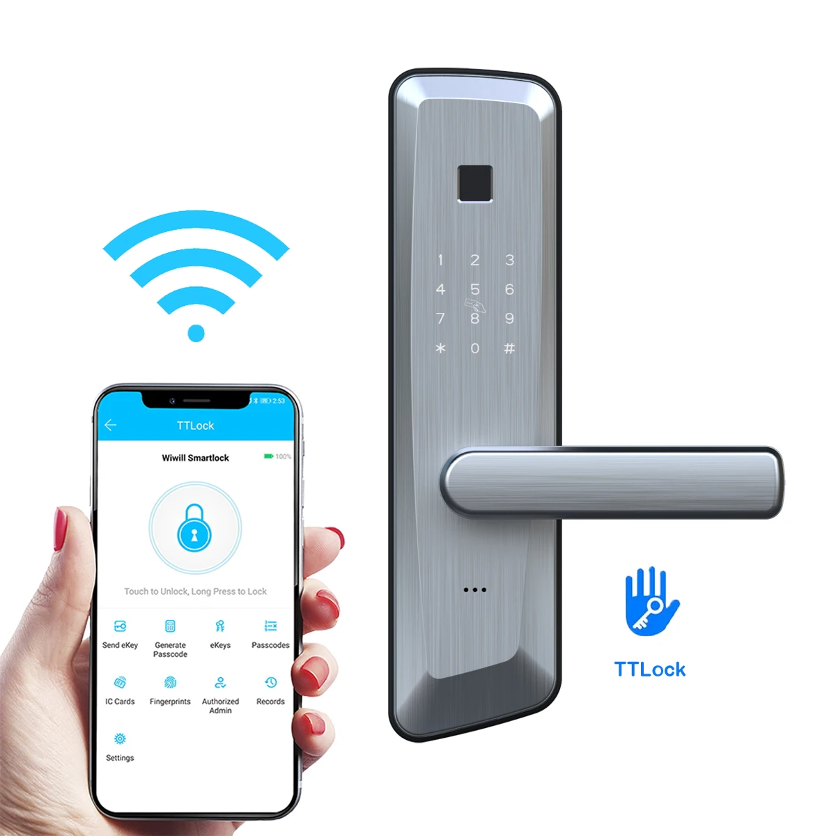  Европейский смарт-замок с цифровым кодом отпечатком пальца IC-карта приложение для квартиры дома офиса отеля дверная ручка замком