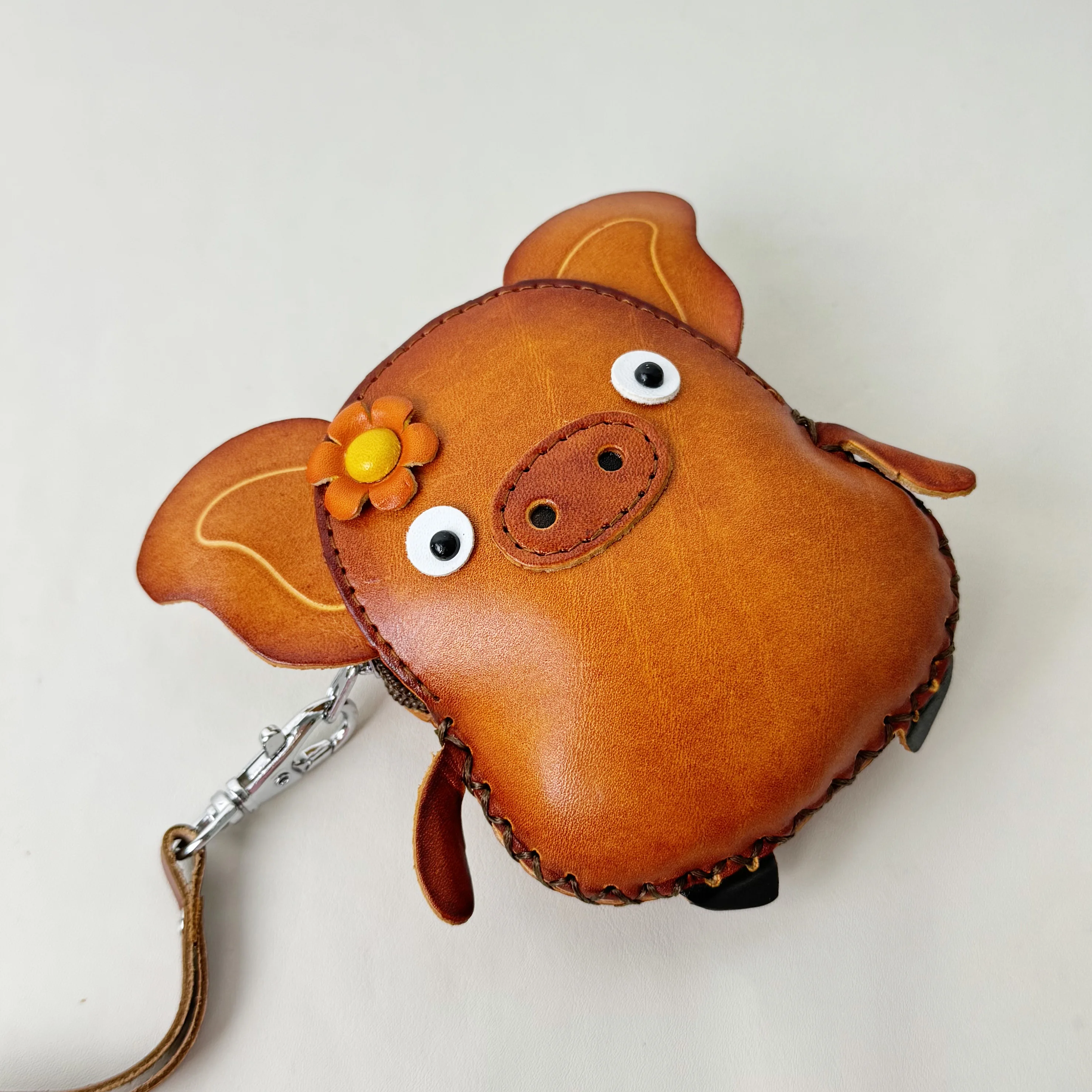 CP-026 pig  Animal Carton Vintage Cowhide Leather Gift Handmade cute Coin Purse