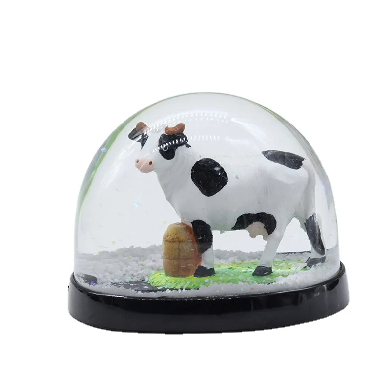 Clear Cheap Promotional Custom Oval Shape Plastic Water Globe With Glitter ,Plastic Animal Snow Globe For Home Decoration