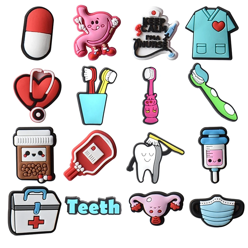 Wholesale custom design medical cartoon kids pvc croc clog shoe decoration charms