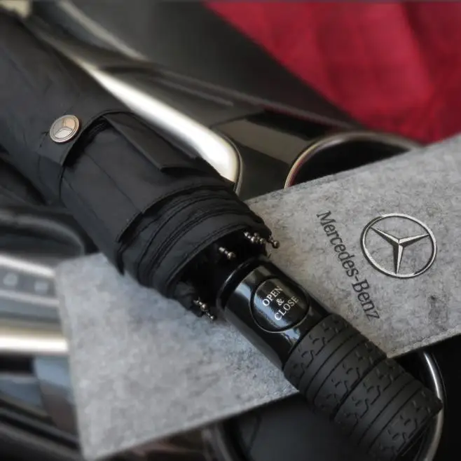 23 дюймовый элегантный черный пользовательский полностью автоматический Автомобильный Складной Зонтик Для путешествий с логотипом Подарочный рекламный зонтик