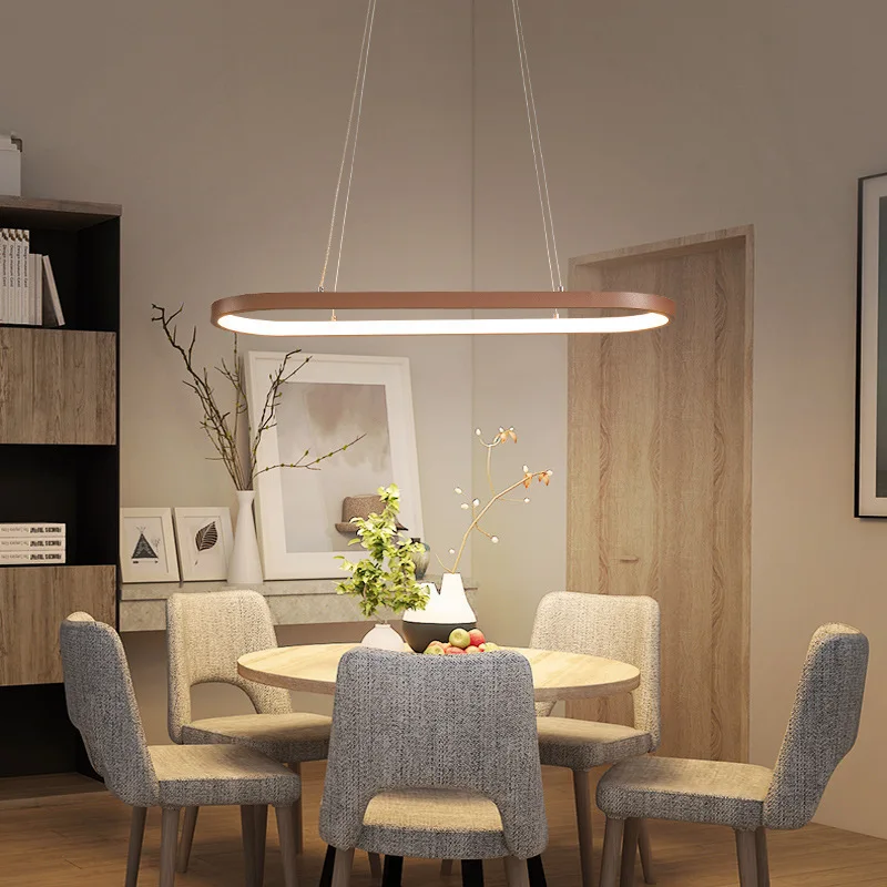 Modern Simple Aluminum High Lumen LED Long Linear Curved Kitchen Island Hanging Lamp For Dinning Table