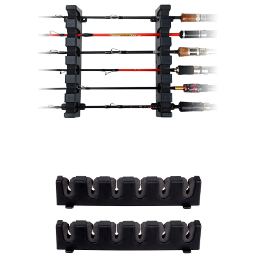 Alpha Artificial vertical or Horizontal Fishing Rod Display Rack 2 pairs Wall Mount EVA+ABS Fishing Rod Holders Support Rack