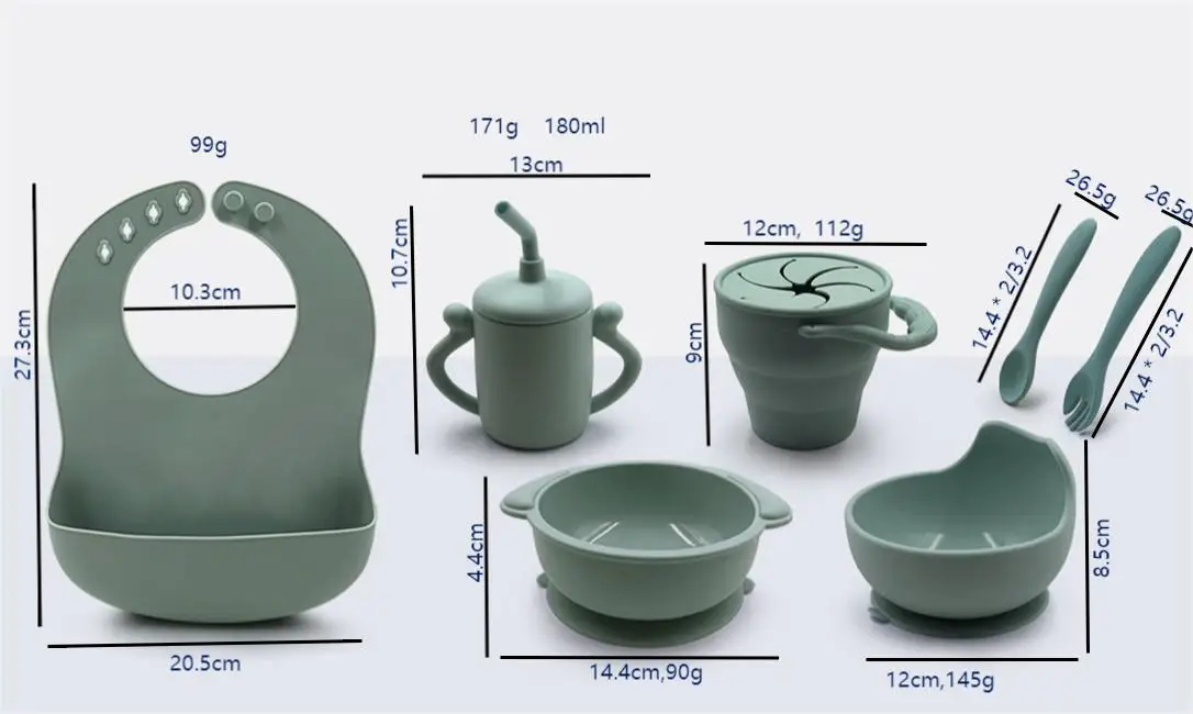 BPA Free silicone baby feeding set toddler dinner Bowls Cup Plate Set