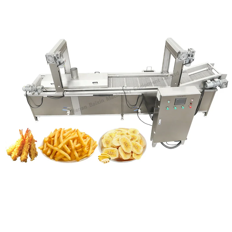 Commercial Auto Cassava Potato French Fries Onion Plantain Banana Chips Frying Machine Industrial Continuous Deep Fryer Machine